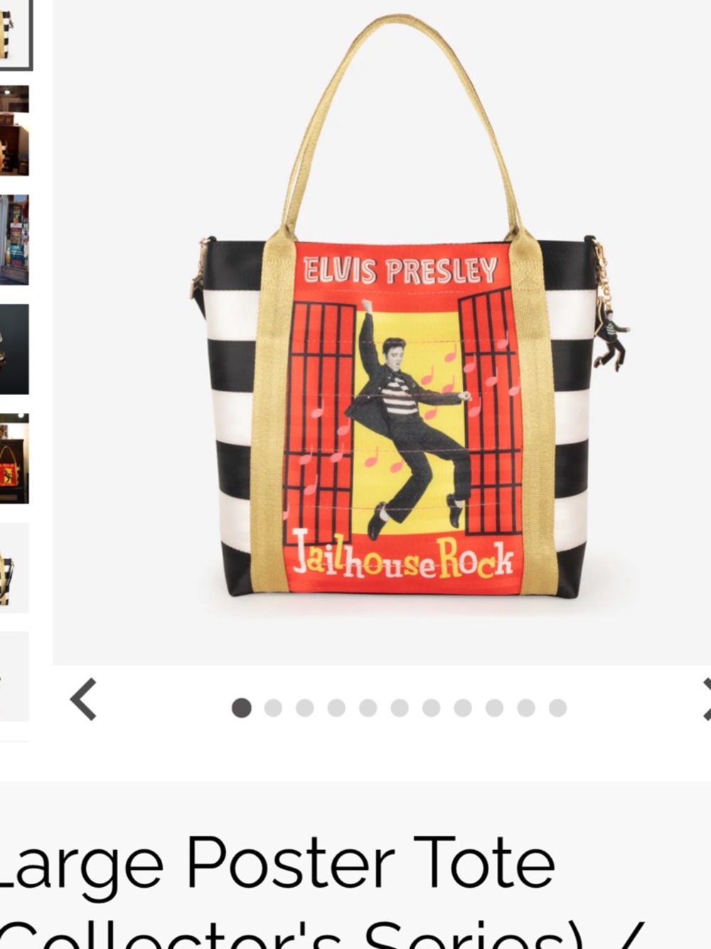 Elvis Poster Tote Bag - Gold, Red, Black & White